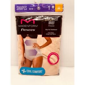 Women Beige Maidenform Flexees Cool Comfort Firm Control High Waist Brief Size M
